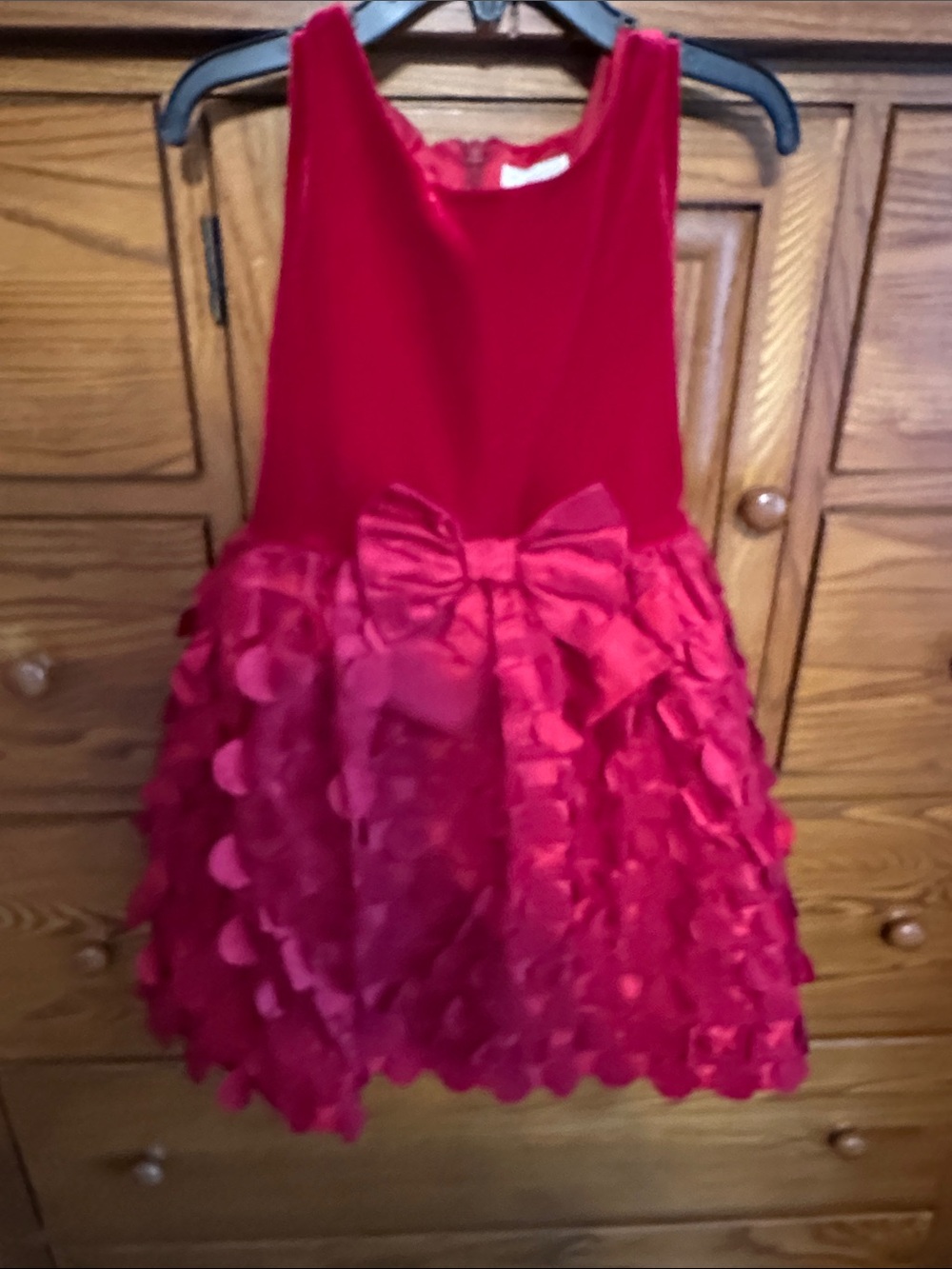 Place Red Ruffle Bow Formal Dress for Girls
